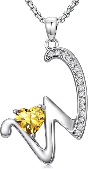 Birthday Gifts for Women Alphabet A to Z Initial Birthstone Pendant Necklaces for Women - 18k White Gold Plated Personalized Name Jewelry Anniversary Graduation Gifts for Wife Her Daughter Girlfriend(with Gift Box)