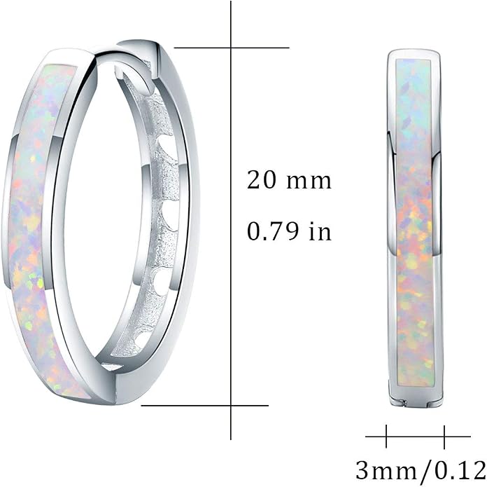CUOKA MIRACLE 925 Sterling Silver Opal Hoop Earrings for Women - Opal Hinged Huggie Hoops, Hypoallergenic Small Hoop Earrings for Sensitive Ears, Dainty Everyday Jewelry Birthday Christmas Gift