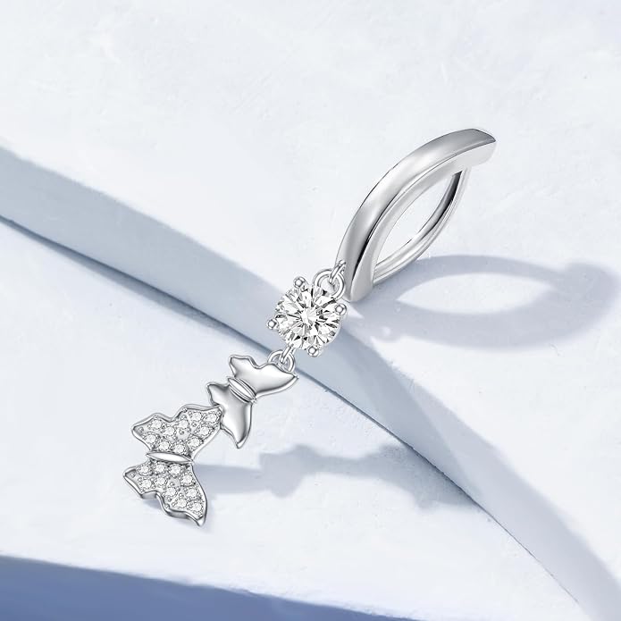 Butterfly Cross Shark Belly Button Ring 925 Sterling Silver Clicker Belly Rings Dangle Navel Ring Hypoallergenic Navel Piercing Belly Piercing Jewelry Gifts for Women