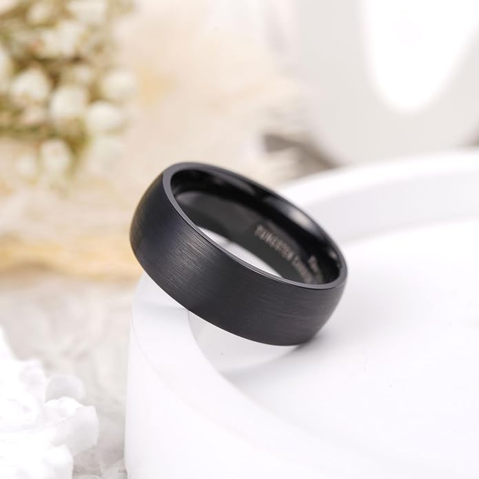 King Will Wedding Band for Men Women, 2/4/6/7/8mm Domed Matte Brushed Tungsten Carbide Rings, Solid/Dual Color Engagement Rings, Comfort Fit