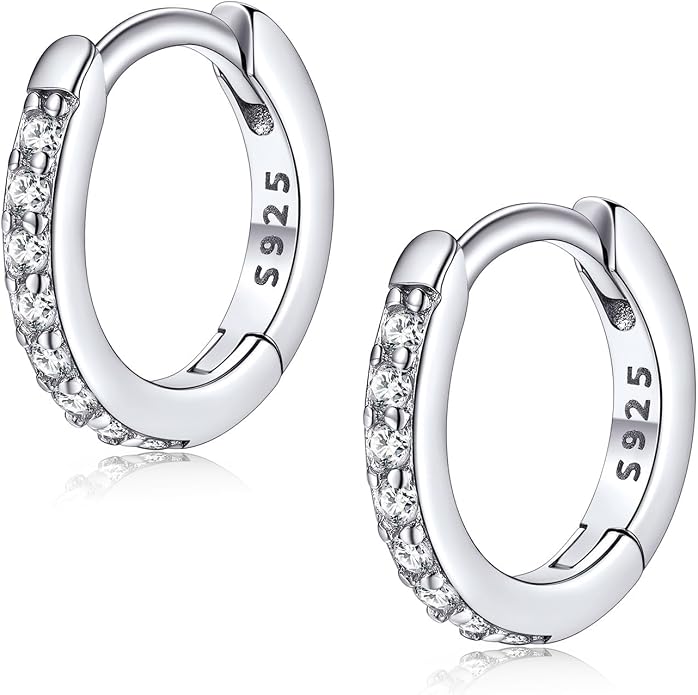 FaithHeart 925 Sterling Silver Huggie Hoop Earrings, Silver Small Hoop Earring for Women, 14K Gold/Black/Rose Gold Hypoallergenic Cartilage Earrings for Women 6/8/10/12/14/16/18/20mm