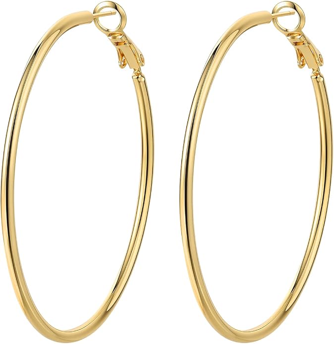 14K Gold Hoop Earrings for Women Large Chunky Hoop Earrings for Women Elegant Big Gold Hoops Jewelry