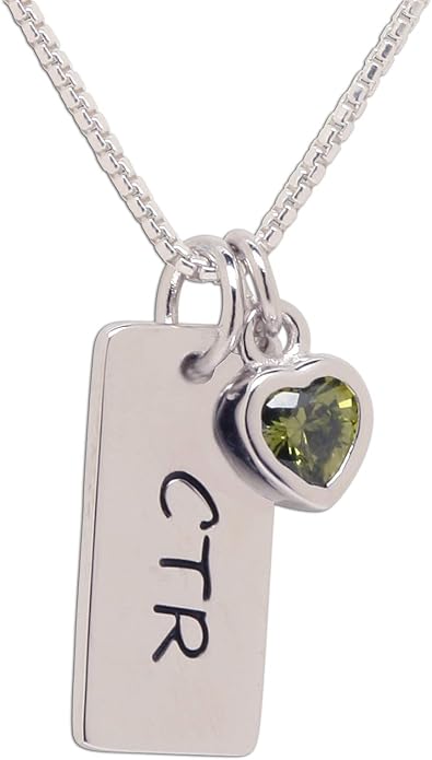 Cherished Moments Girl's .925 Sterling Silver CTR Bar Necklace with Simulated Birthstone Heart Charm