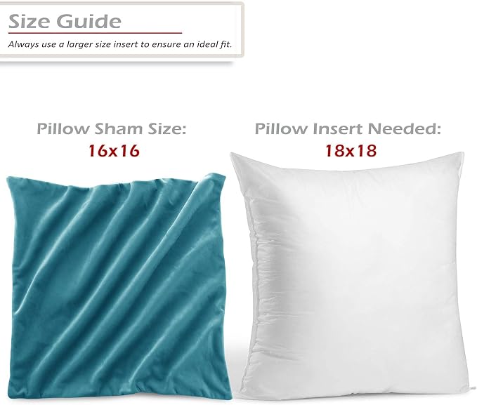 Nestl Throw Pillow Covers, Cozy Velvet Decorative Outdoor Pillow Covers 16 x 16 Inches, Soft Solid Cushion Covers for Sofa, Bed and Car, Set of 2 - Beach Blue