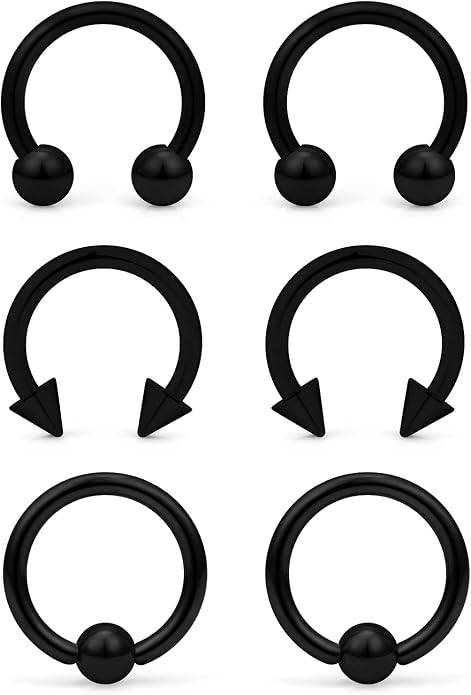 00G 0G 2G 4G 6G 8G 10G 12G 14G 16G Septum Rings Silver Black Surgical Steel Heavy Gauges Earrings Stretching kit Eyebrow Lip Septm Nose Rings Helix Tragus Daith Rook Earrings Hoops 10mm-19mm
