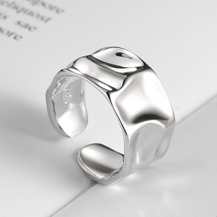 925 Sterling Silver Ring Minimalist Adjustable Rings Band Handmade Rings for Women Girls