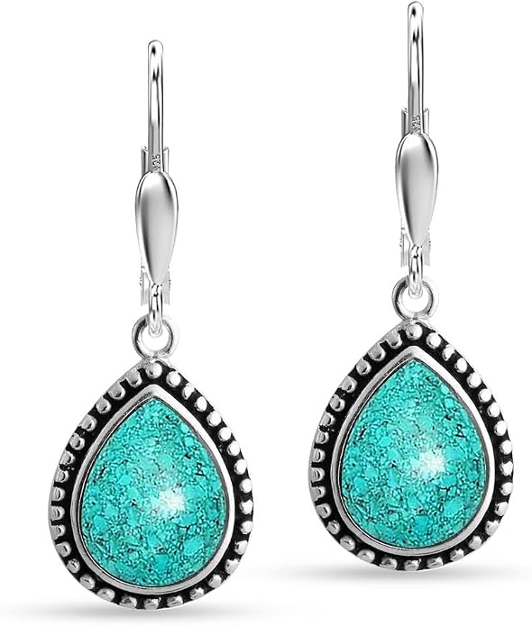 LeCalla 925 Sterling Silver Leverback Dangle Earrings for Women | Gemstone Drop Dangle Earring Jewelry Gifts for Wedding, Anniversary, Christmas, Valentine’s Day, New Year