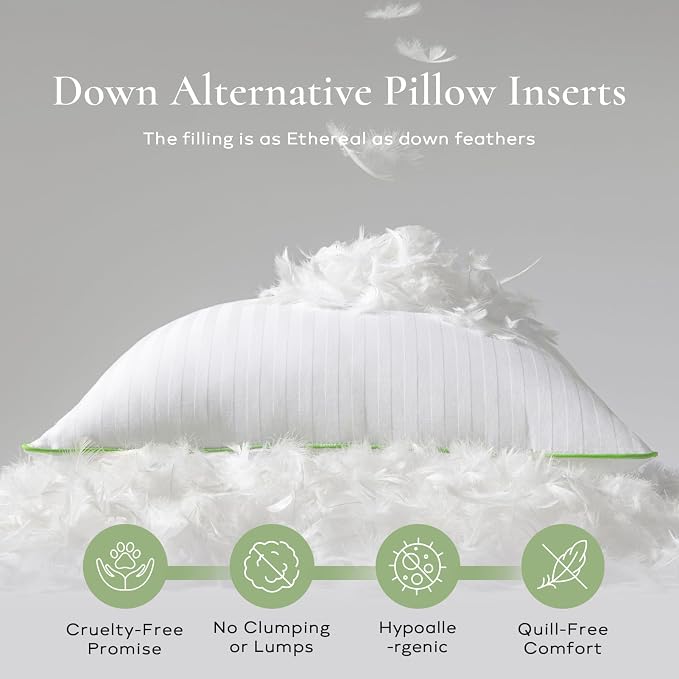 Ashler Home Deco Synthetic Down Pillow Inserts, 14x22 Down Alternative Throw Pillows Insert Sleeping Pillows with 100% Cotton Cover Decorative Pillow Stuffer for Sofa, Couch Bed(Set of 4, White)