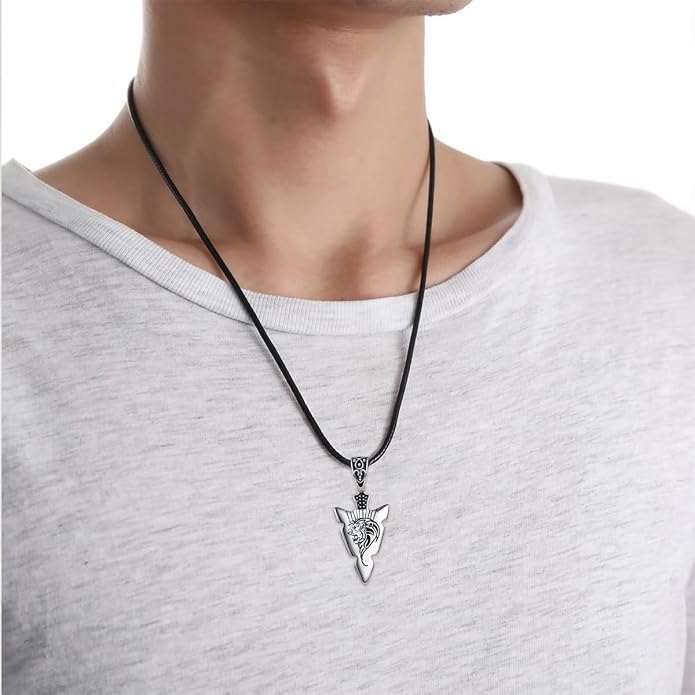 VONALA Gothic Necklace 925 Sterling Silver Punk Dagger/Thor Hammer/Arrowhead Wolf/Lion/Tree of Life Urn Pendant Necklace Viking Amulet Pagan Jewelry Gifts for Women Men Unsex