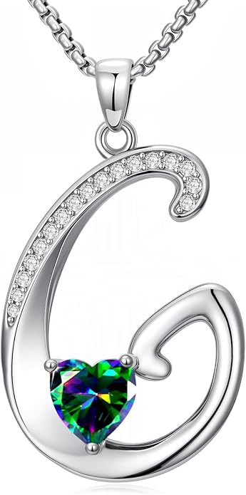 Birthday Gifts for Women Alphabet A to Z Initial Birthstone Pendant Necklaces for Women - 18k White Gold Plated Personalized Name Jewelry Anniversary Graduation Gifts for Wife Her Daughter Girlfriend(with Gift Box)