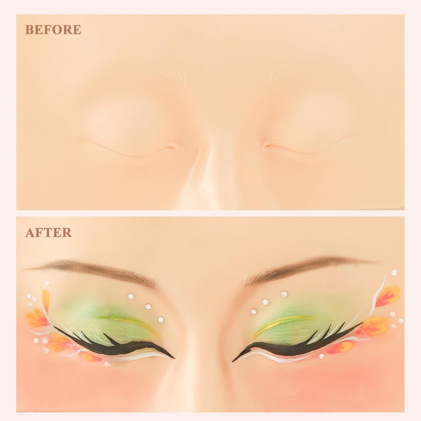 Makeup Practice Face, Makeup Practice Face Set 3D Realistic Makeup Practice Face Board with Cloth Bag for Makeup Artist Makeup Beginner Self-taught or Professional Enthusiasts (Yellow*2)