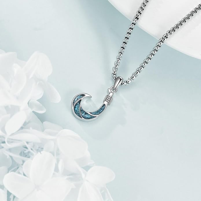 Turquoise Western Necklace Sterling Silver Moon Kokopelli/Cow Skull/Zia Sun/Mountains Pendant Necklace Turquoise Jewelry for Women Hikers Campers