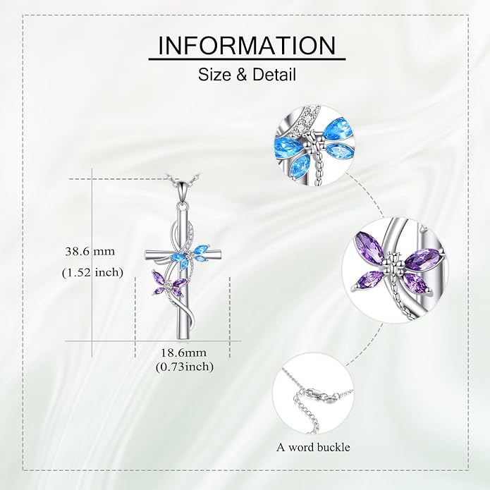 Flower Cross Necklace 925 Sterling Silver Carnation/Rose/Lily/Daisy Cross Necklace Birth Flower Jewelry for Women
