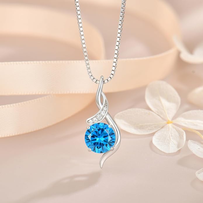 Women‘s Birthstone Pendant Necklace S925 Sterling Silver Imitation Diamond Infinity Necklace Jewelry Gift for Her