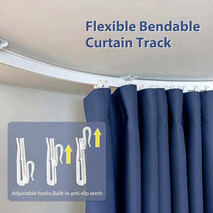 Room Divider Ceiling Mounted Curtains Track Sets Extra Wide Blackout Curtain Flexible Tracks for Bedroom Office Privacy Partition Separator, Navy, W 8.3 x H 8ft