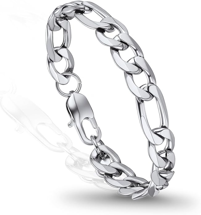 PROSTEEL Silver/Gold/Black Bracelets for Men Figaro Cuban Link, 6mm-13mm Width, 7.5"/8.3"/9" Length, Stainless Steel Mens Bracelet Jewelry with Gift Box