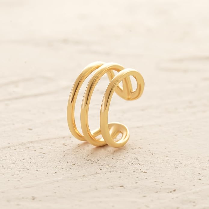 MYEARS Women Ear Cuff Earring Gold Non Pierced Ear Cartilage Clip on Wrap Hoop 14K Gold Filled Tiny Boho Beach Simple Minimalist Delicate Handmade Hypoallergenic Jewelry Gift-Sold as Single/Pair