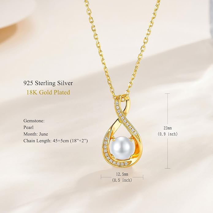 925 Sterling Silver Birthstone Necklace for Women Infinity Necklaces Birthday Anniversary Fine Jewelry Gifts for Mother Women, Adjustable Chain
