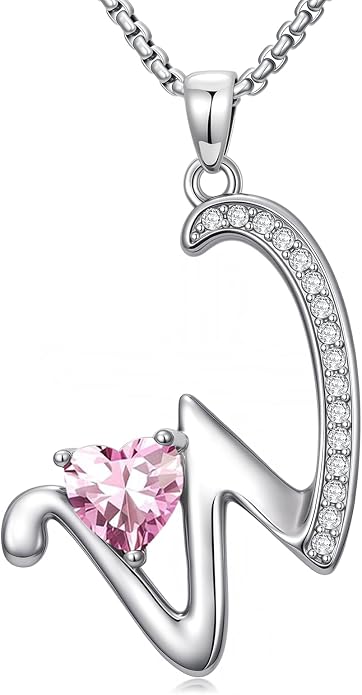 Birthday Gifts for Women Alphabet A to Z Initial Birthstone Pendant Necklaces for Women - 18k White Gold Plated Personalized Name Jewelry Anniversary Graduation Gifts for Wife Her Daughter Girlfriend(with Gift Box)