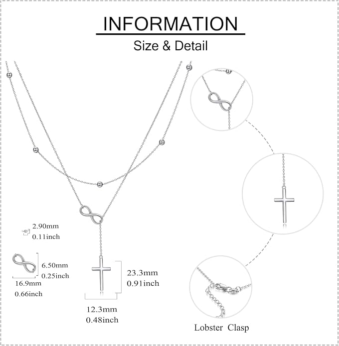 MONGAS Tree of Life/Infinity Cross/Lock and Key/Lotus/Hamsa/Horse/Strawberry/Opal/Lariat/Dragonfly/Heart/Violin Layered Necklace Sterling Silver for Women