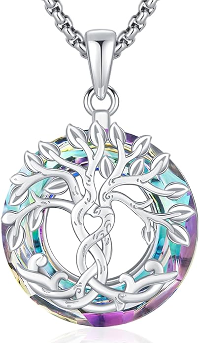 Tree of Life Necklace for Women 925 Sterling Silver Family Tree of Life Pendant with Austrian Crystal 22 Inches Chain