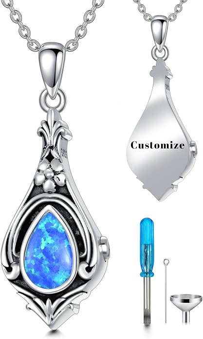 Seiyang Urn Necklace for Ashes 925 Sterling Silver with Birthstone Cremation Jewelry Keepsake Ashes Pendant Necklace Memorial Jewelry for Women Loved One