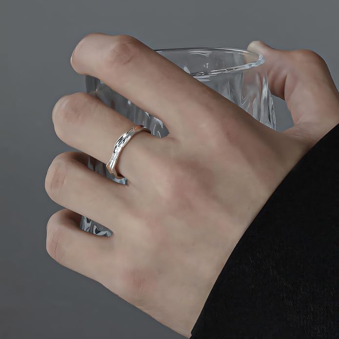 925 Sterling Silver Ring Minimalist Adjustable Rings Band Handmade Rings for Women Girls