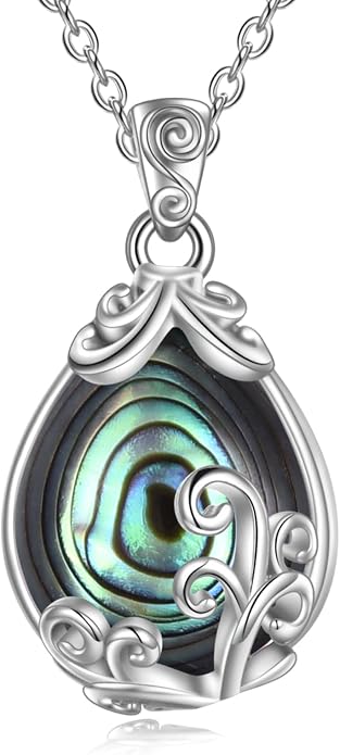 POPLYKE Sterling Silver Gemstone Teardrop Pendant Necklace Crystal Jewelry for Women