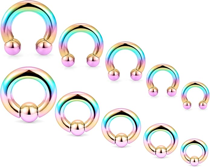 6G 8G 12G 14G 16G PA Ring Horseshoe CBR Circular Barbell 316L Surgical Steel Internally Threaded Pierced Body Jewelry for Women Inner Diameter:10mm 12mm 14mm 16mm