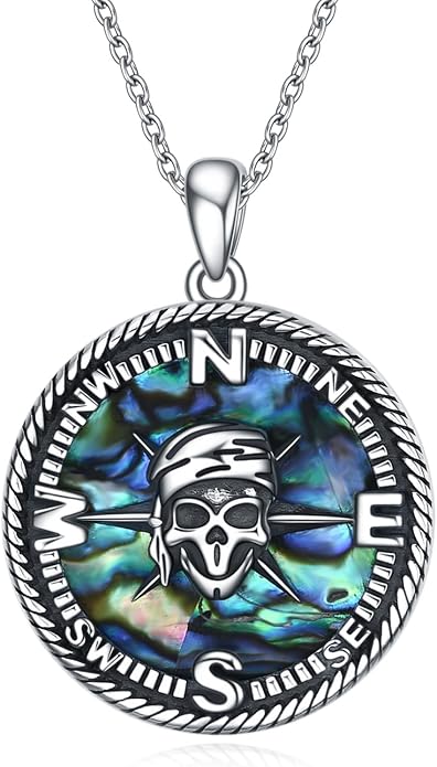 Compass Thor Hammer Necklace Sterling Silver Viking Compass Mjolnir Jewelry Gift for Men