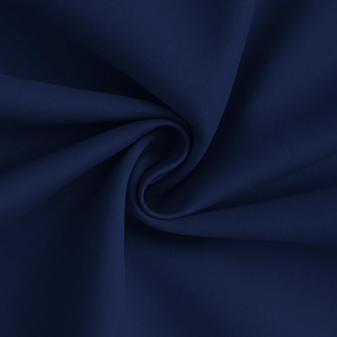 Yakamok Navy Blue 100% Blackout Curtains 63 Inches Long 50" Wide, 2 Panels | Blackout Curtain Panels for Bedroom, 2 Thick Layers Grommet Top Thermal Insulated Drapes with White Back for Living Room