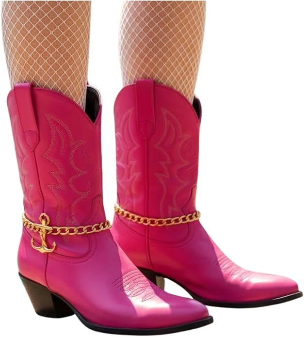 Women Western Fashion Jewelry Gold Metal Boot Chain Bracelet Shoe Anklet Anchor Charm SET BC212