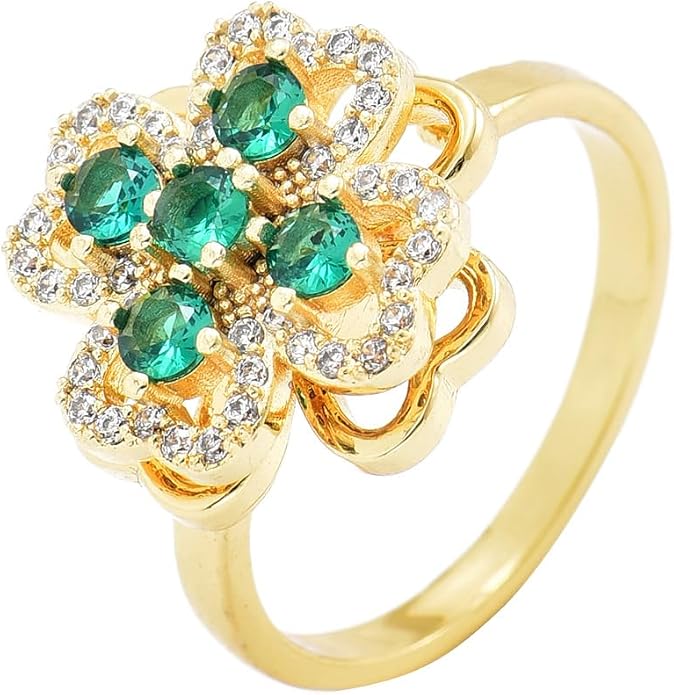 NONAMOIS Gold Rings for Women Evil Eye Flower Open Anti Anxiety Spinner Ring Adjustable Fidget Rings Jewelry Christmas Gifts