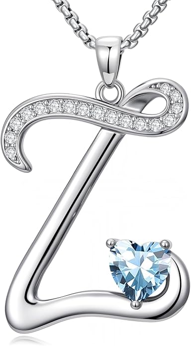 Birthday Gifts for Women Alphabet A to Z Initial Birthstone Pendant Necklaces for Women - 18k White Gold Plated Personalized Name Jewelry Anniversary Graduation Gifts for Wife Her Daughter Girlfriend(with Gift Box)