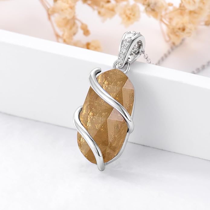 HPQQ Necklace for Women 925 Sterling Silver Dainty Gemstone Pendant Fine Jewelry Birthday Mothers Day Gifts for Mom Wife Her