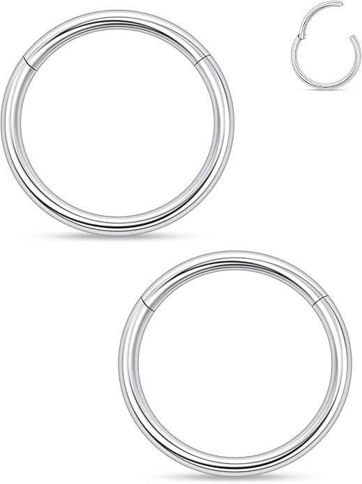 20G 18G 16G 14G 12G 10G 8G 6G 4G 2G Nose Rings Hoops Astm F136 Titanium Clicker Septum Lip Ring Tragus Helix Daith Rook Conch Snug Cartilage Lobe Earrings Hoop Piercing Jewelry For Women Men