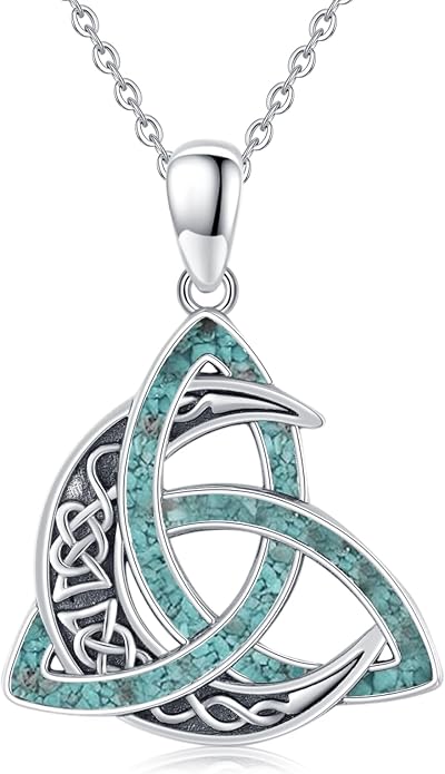 CHENGHONG Celtic Moon Necklace for Women 925 Sterling Silver Celtic Knot Moonstone Pendant Necklace Crescent Irish Necklaces Celtics Jewelry Gift for Women Men