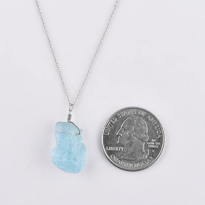 Raw Gemstone Dainty Pendant Necklace for Women, Trendy Healing Chakra Crystal, Birthstone Handmade 925 Sterling Silver Adjustable 18 inch Chain Jewelry, Birthday Gifts
