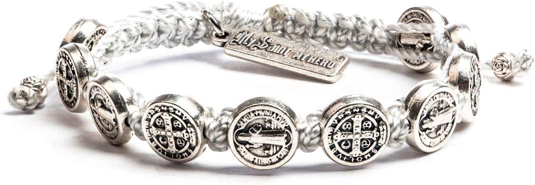 My Saint My Hero Benedictine Blessing Bracelets – Handwoven Spiritual Protection with Medals Hand-Cast In Italy at Sacred Site