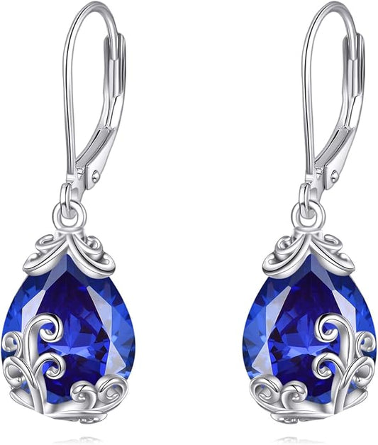 POPLYKE Celtic Filigree Teardrop Drop Dangle Earrings Sterling Silver Leverback Earrings Jewelry for Women
