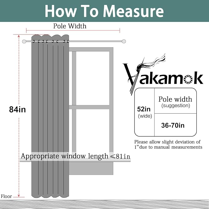 Yakamok Light Grey 100% Blackout Curtains 84 Inches Long 52" Wide 1 Panel | Blackout Curtain Panels for Bedroom, 2 Thick Layers Grommet Top Thermal Insulated Drapes with Black Liner for Living Room