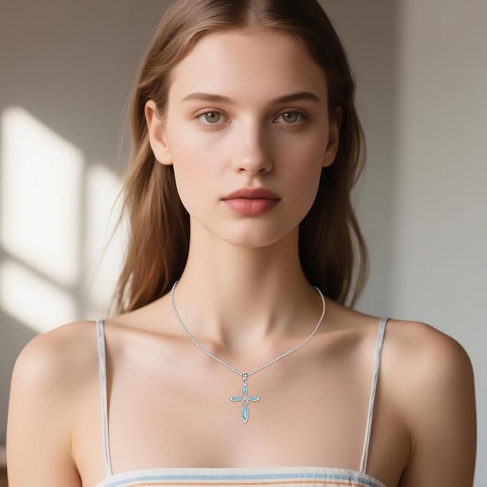 LUHE Celtic Knot Cross Necklace Sterling Silver Birthstone Polished Religious Infinity Celtics Jewelry Gifts for Women