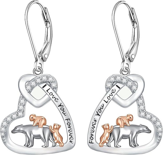 Black Cat/4th of July/Bat/Spider/Pumpkin/Wolf/Bunny/Sun and Moon/Turtle/Raven 925 Sterling Silver Leverback Dangle Earrings Moon Gothic Christmas Earrings Jewelry Gift for Women