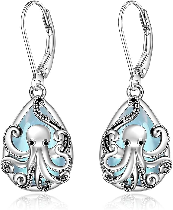 Octopus Earrings for Women Octopus Tentacle Earrings Sterling Silver Ocean Kraken Sea Animal Drop Dangle Jewelry Gift