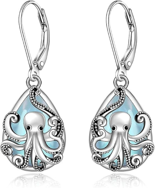 Octopus Earrings for Women Octopus Tentacle Earrings Sterling Silver Ocean Kraken Sea Animal Drop Dangle Jewelry Gift
