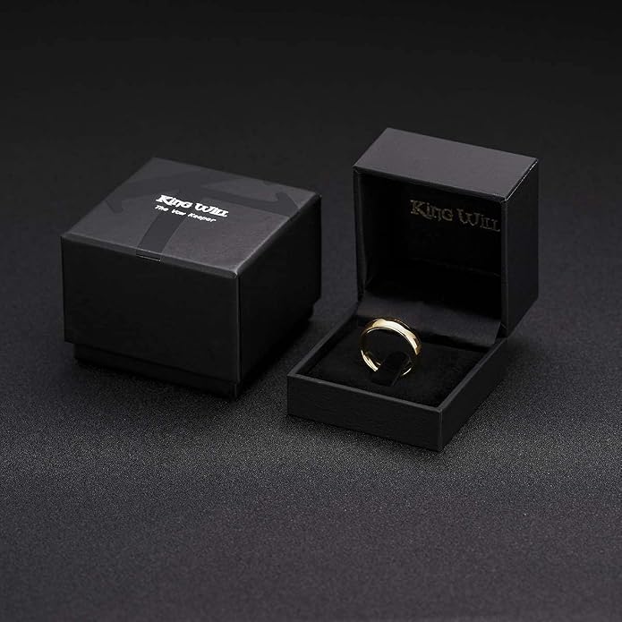 King Will Men's Women's Tungsten Carbide Ring 24k Gold Plated Rose Gold Plated Domed Polished Finish Wedding Band