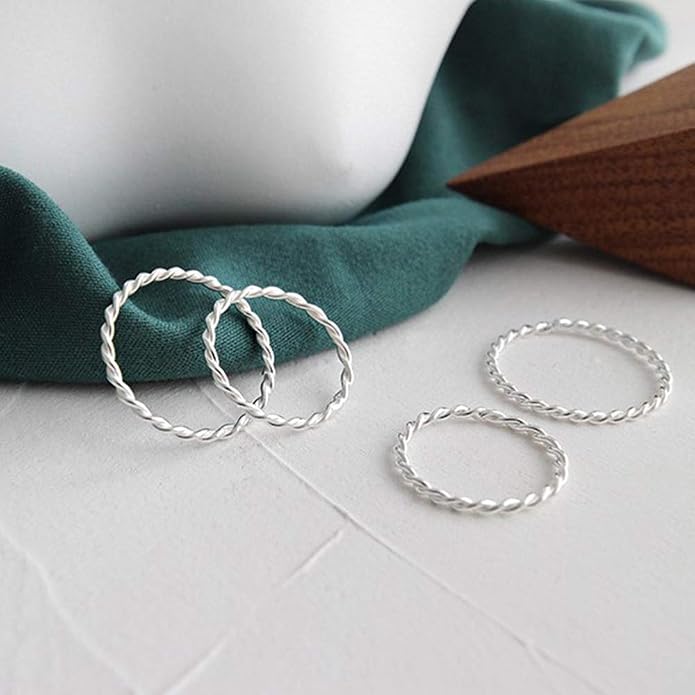 925 Sterling Silver Knuckle Rings for Women Minimalist Thin Stacking Rings Set 3PCS Midi Pinky Ring Size 2.5-8.5