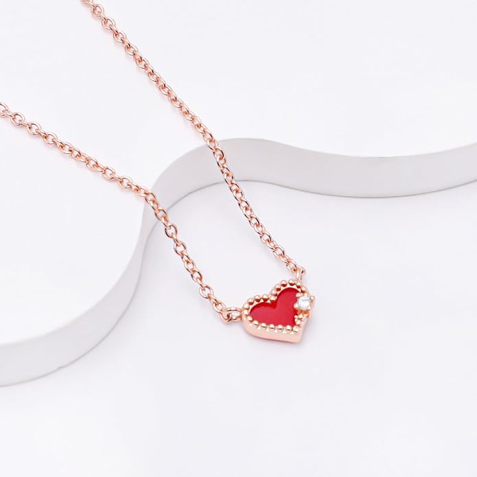 Dainty Love Heart Pendant Necklace Crystal Love Heart Charm Choker Silver Gold Plated Necklace Birthstone Jewelry for Women Trendy Daily Jewelry Accessories Stuff Birthday Gifts
