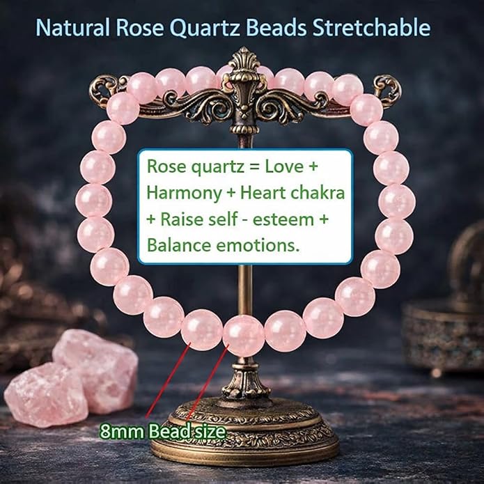 Natural Gemstone Bead Bracelet for Women – Healing Crystal Reiki Bracelet, Handmade Spiritual Protection Jewelry, Energy Stone Stretch Bracelet Gift for Women & Girls
