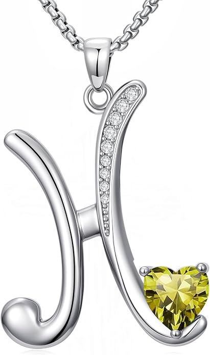 Birthday Gifts for Women Alphabet A to Z Initial Birthstone Pendant Necklaces for Women - 18k White Gold Plated Personalized Name Jewelry Anniversary Graduation Gifts for Wife Her Daughter Girlfriend(with Gift Box)